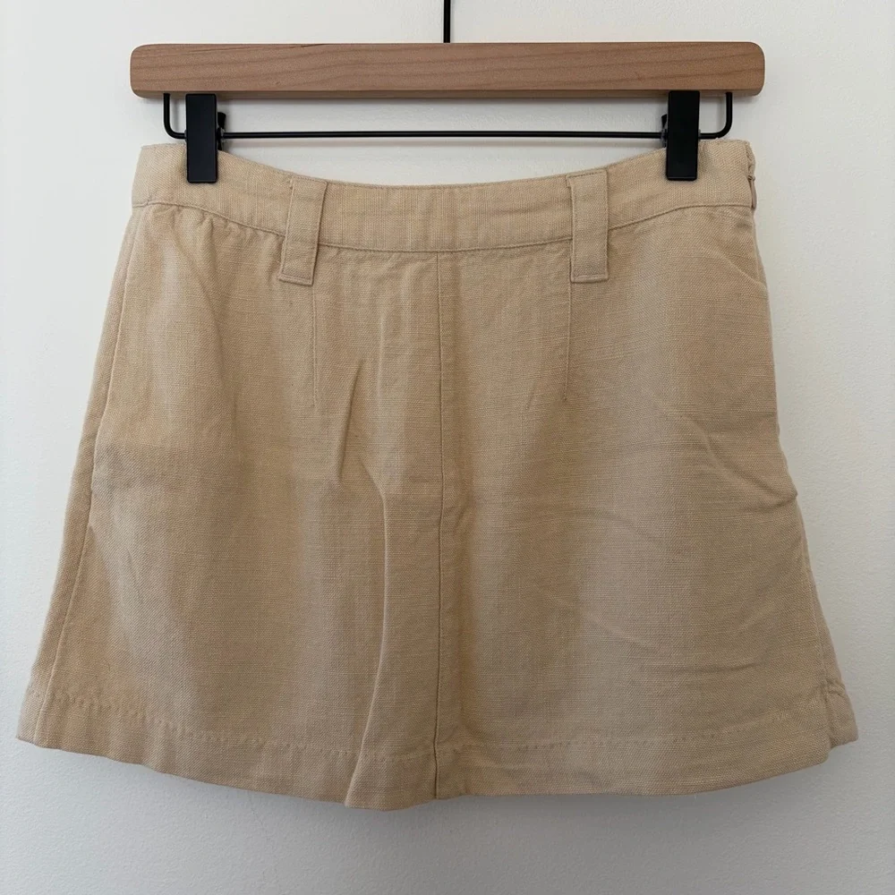 Free People Can't Blame Me Linen Mini Skirt in Bleached Sand